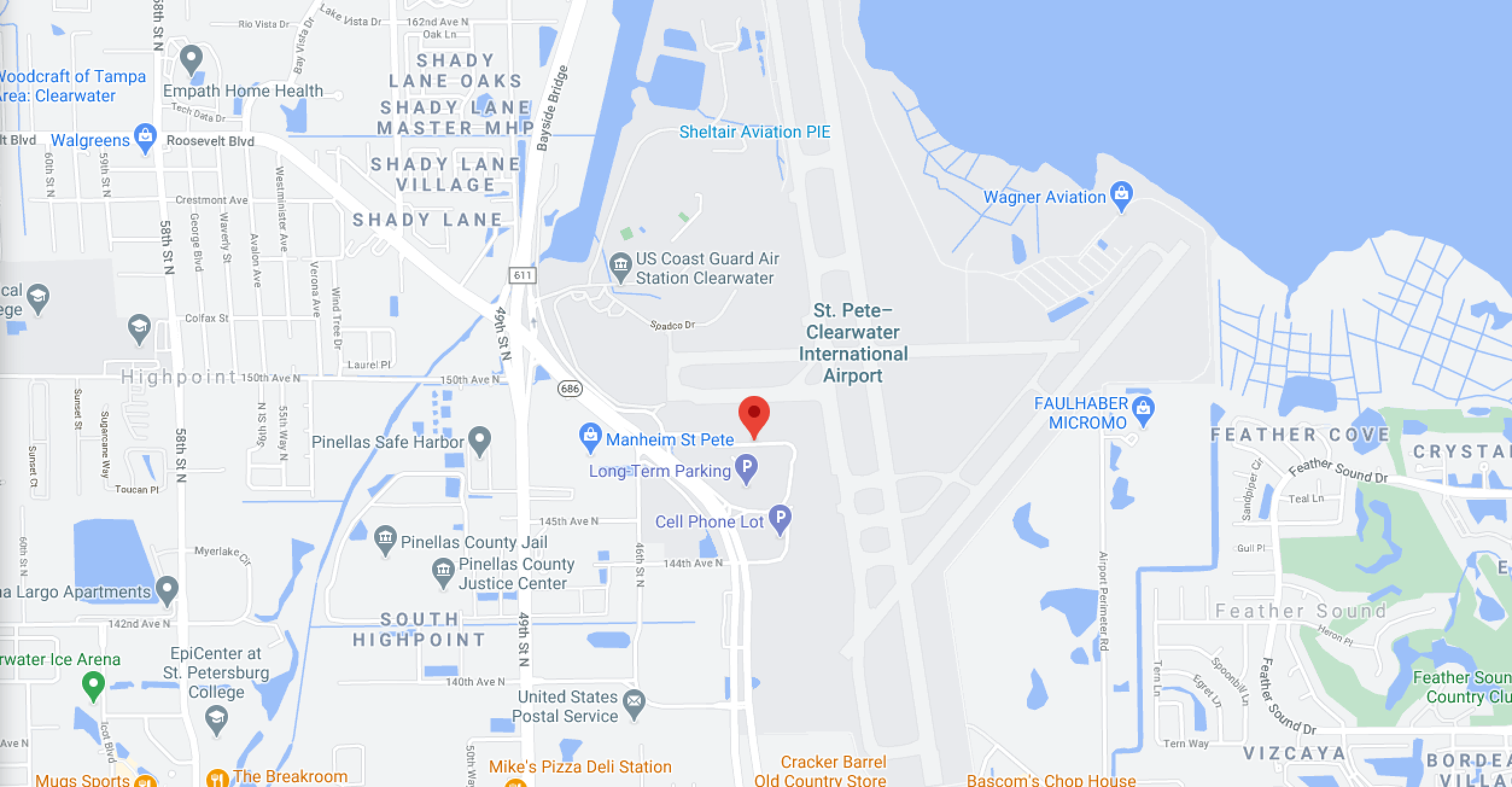 PIE St. Pete-Clearwater International Airport Area Map